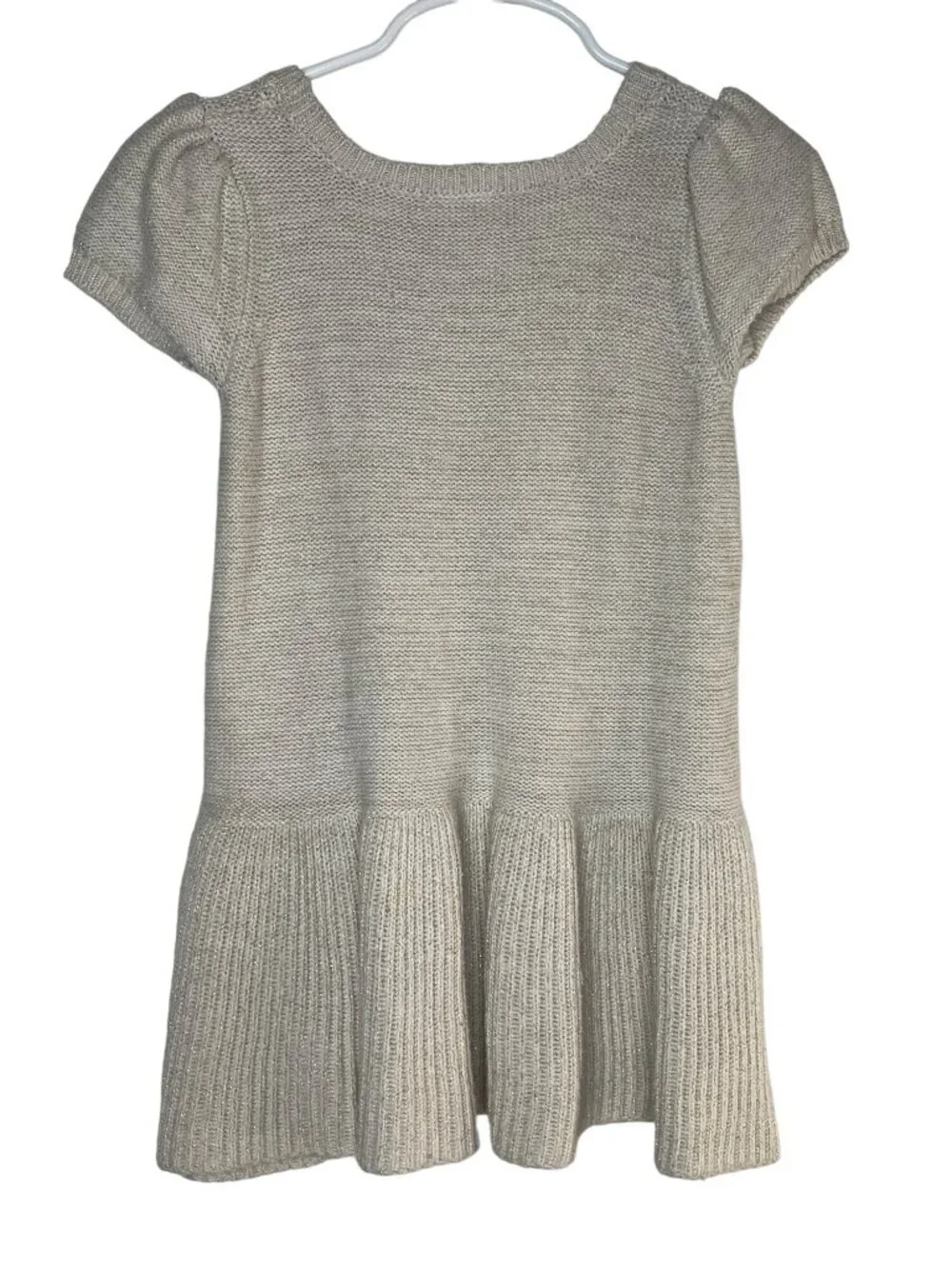 Gymboree Girls 2T Cable Knit Sweater Dress Beige Gold Short Sleeve